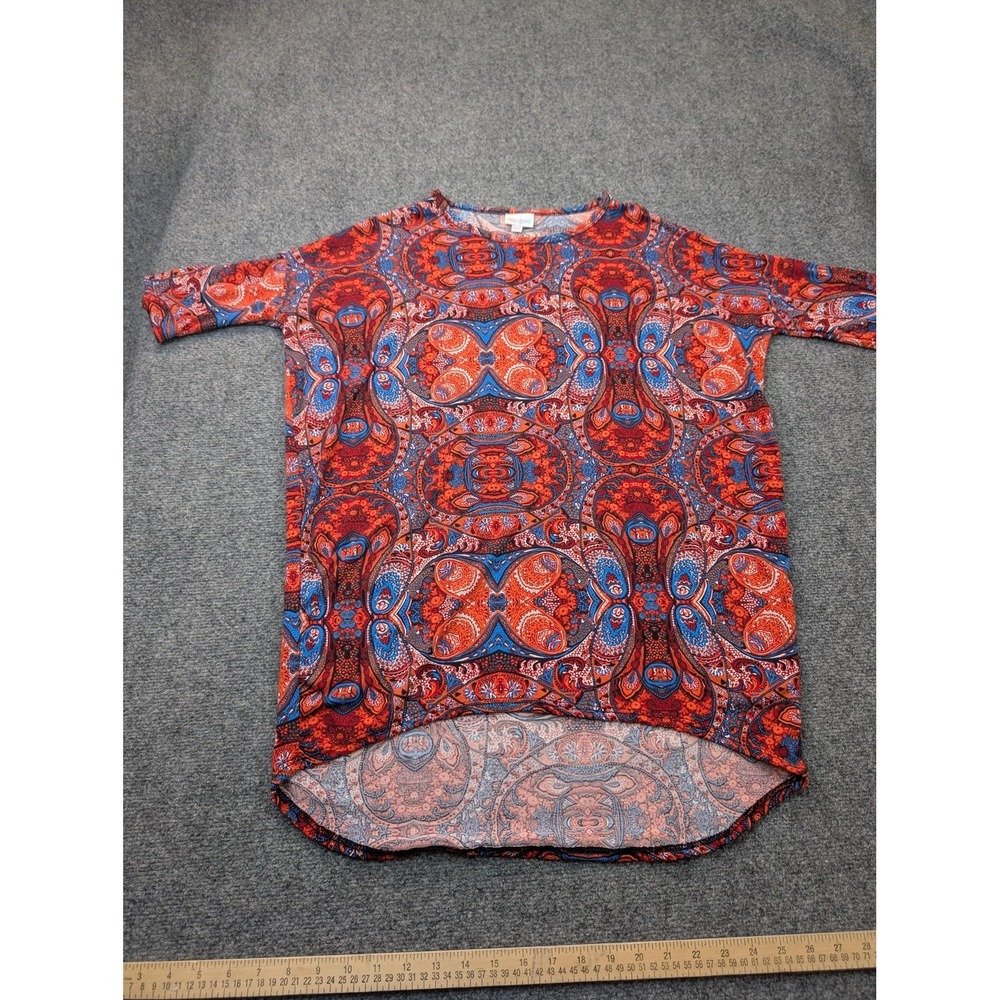LuLaRoe Shirt Womens XXS Red Paisley Tunic High Low Hem Lightweight Casual